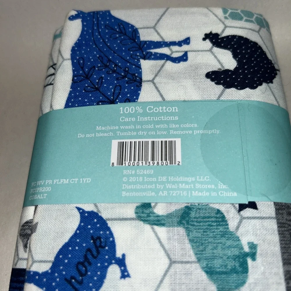 Fabric 1yd Waverly Cotton Farm Animals Blue Teal Chicken Sewing Quilting Crafts